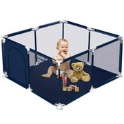 Baby Playpen, Play Yard, Baby Playards, 50x50x26inch Infant Travel Play Game Fence,Blue