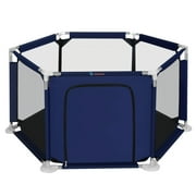 Baby Playpen, Travel Baby Playards, Baby Play Yard, 6Panels Portable Infant Play Game Area,Blue
