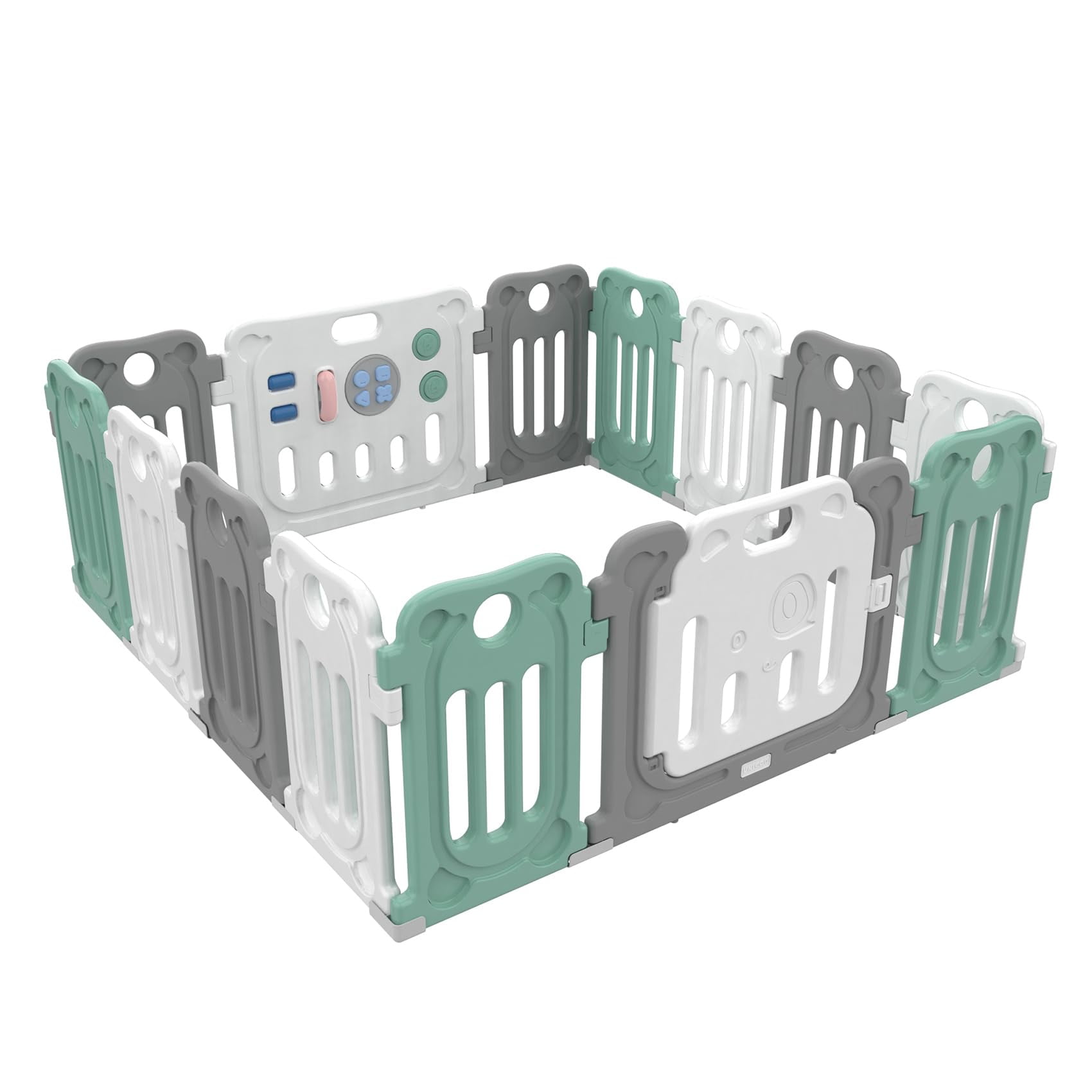 Dripex 2-Panel Playpen Expansion - Blue/White, No-Gap Design, Foldable, Adds Space To Existing Baby Play Yard (Gate Not Included)