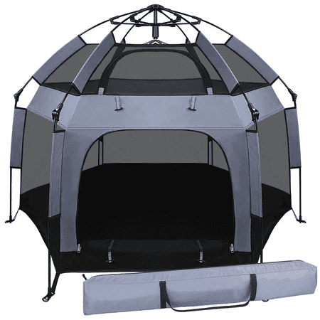 VIRNAZ Pop-Up Baby Playpen with Canopy for Infants & Toddlers Portable Baby Beach Tent Play Yard Indoor Outdoor 61" x 48"