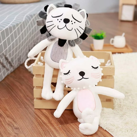 Baby Plush Toy - Animal Pattern High Elasticity PP Cotton - White Cats Lion Toddler Stuffed Toy Home Decor