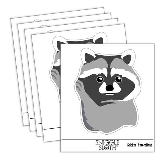 Baby Pocket Raccoon Car Window Bumper Water Bottle Phone Tablet Laptop Waterproof Vinyl Decal Sticker Set 5-Pack - Gloss Finish - 4.0"