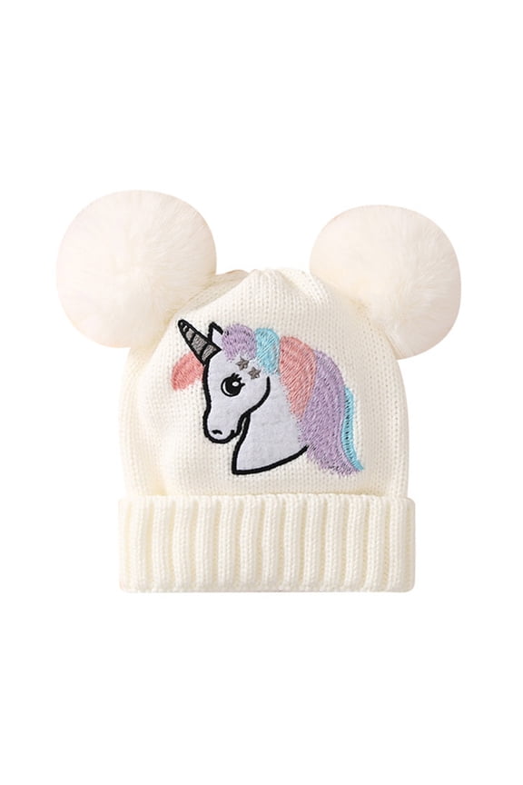 Baby Pom Poms Hat Infant Winter Hat Toddlers Winter Hat Crochet Double Balls Beanies Cap Baby Boys Girls Hat for Babies