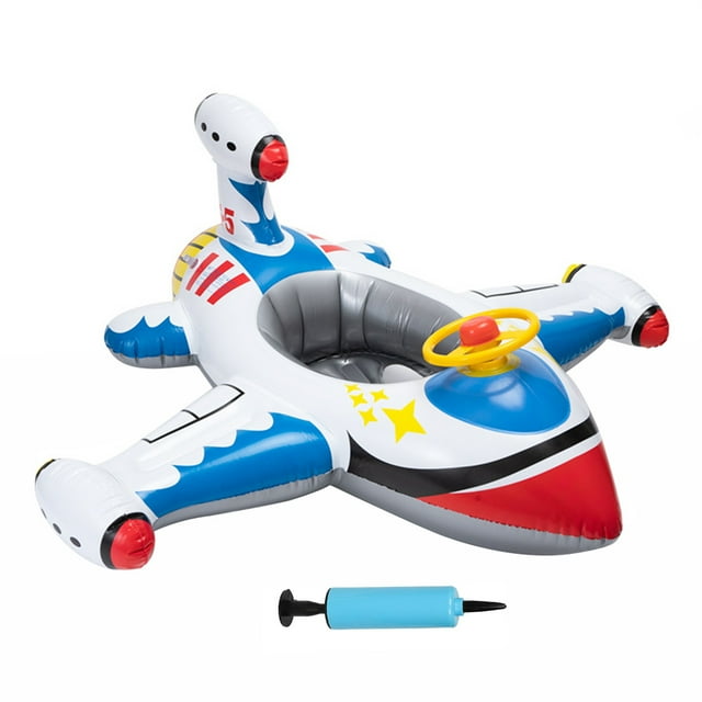 Baby Pool Float Inflatable Airplane Swimming Float Boat with Steering