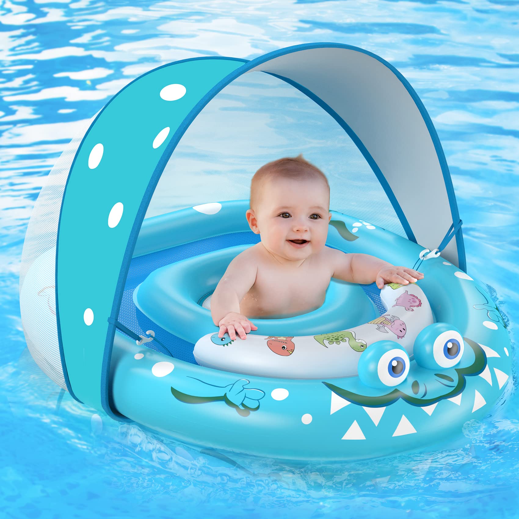 Baby Pool Float with Removable UPF50+ Sun Protection Canopy, Baby