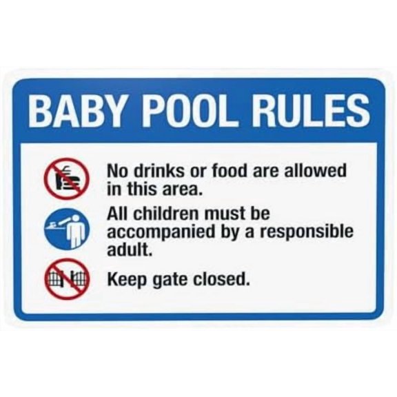 Baby Pool Rules Warning Sign, Pool Rules Security Metal Signs for Home Business Outdoor Indoor Road Yard Garage Street Wall Safety Caution Custom Decor 12 x 8 Inch