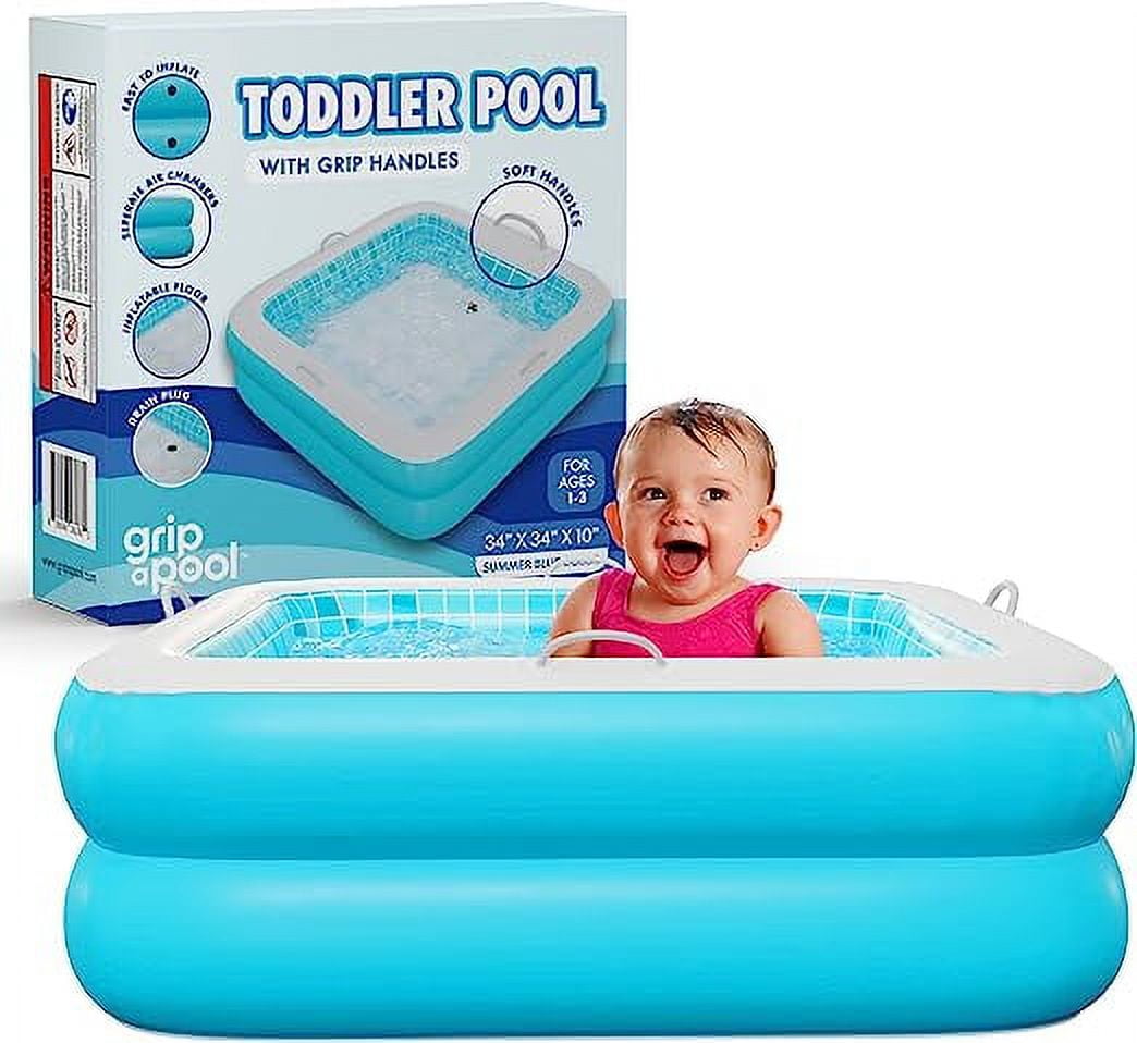 Baby Pool with Grip Handles, Padded Floor, Drain; Bathtub & Ball Pit for Toddlers, 34" Summer