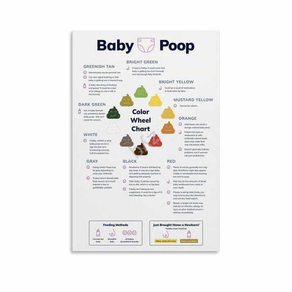 Baby Poop Chart Poster Deciphering Your Infant's Poop Colors (6) Canvas Painting Wall Art
