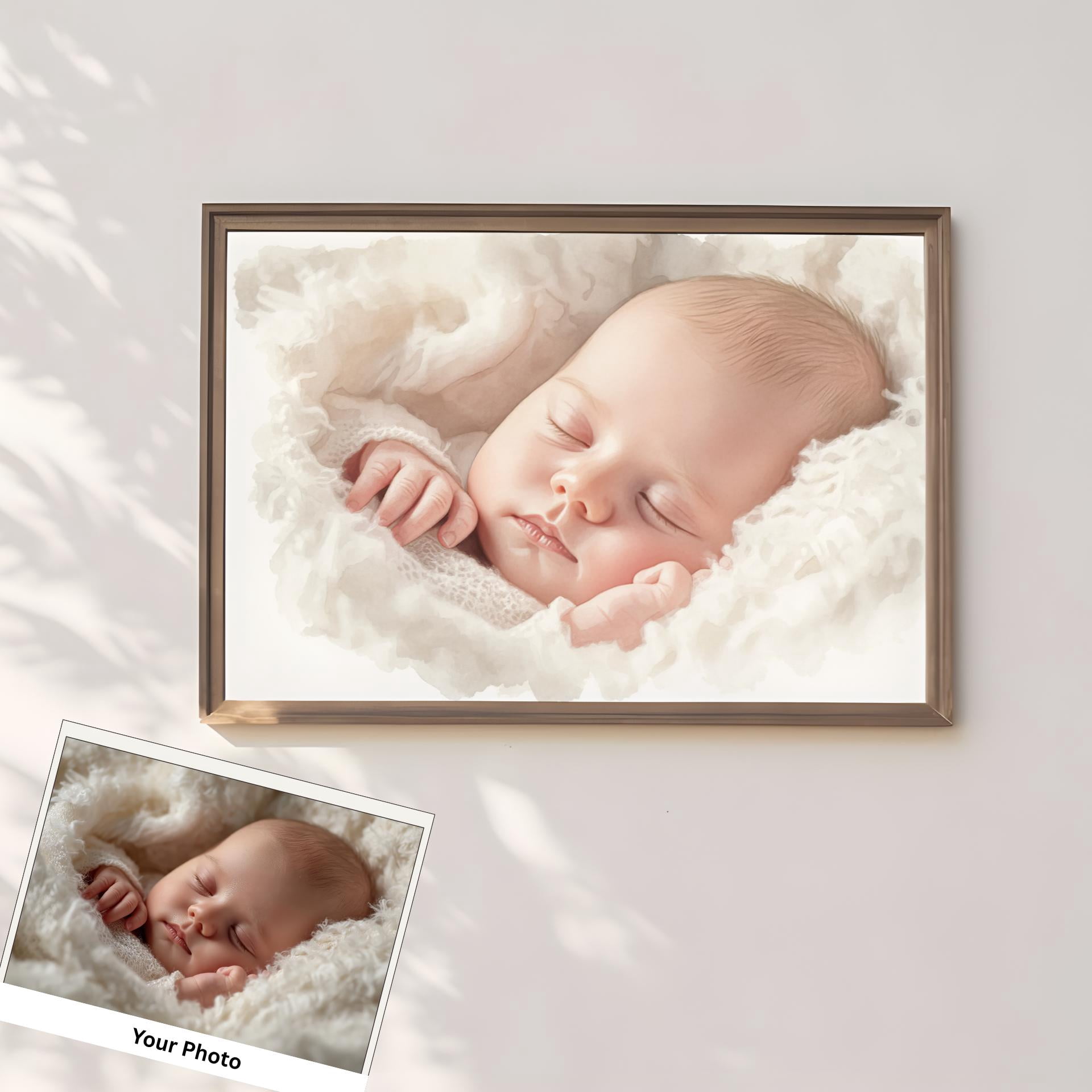 Baby Portrait Watercolor Or Classic Sketch Poster , Poster Print Only ...