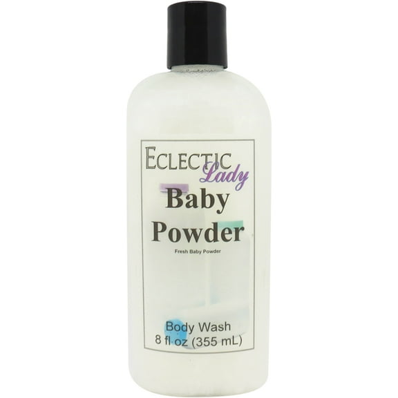 Baby Powder Body Wash by Eclectic Lady, Liquid Shower Gel for Women and Men, 8 Ounces