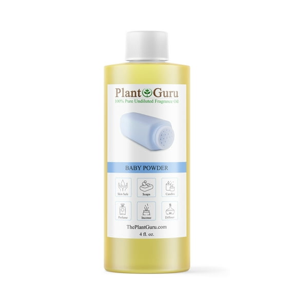 Baby Powder Fragrance Oil 4 fl. oz. Scented Oil for DIY Soap Making, Candles, Bath Bombs, Body Butters. Used In Aromatherapy Diffusers, Burners and Warmers. Great Addition To Lotions and Creams.