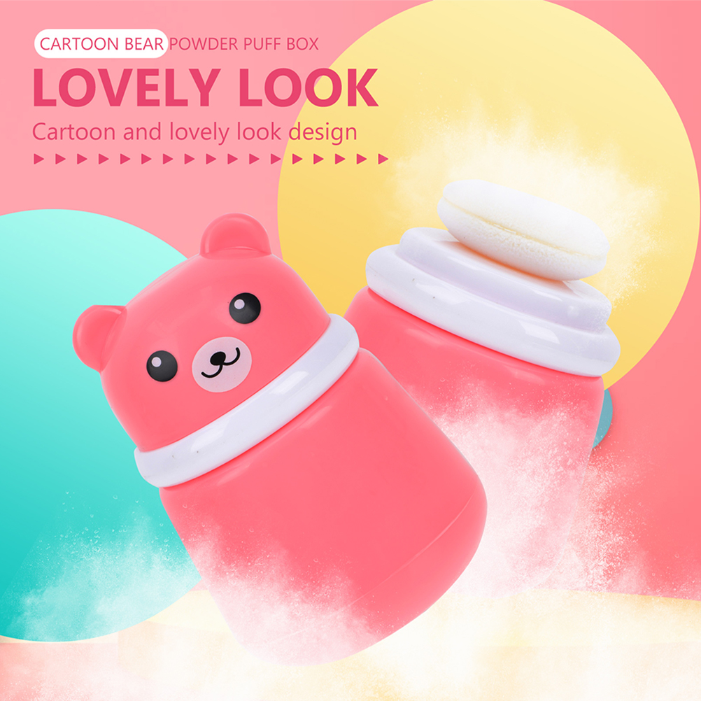 Baby Powder Puff Box 2pcs Body Powder Case with Powder Puff Cartoon