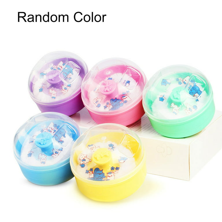 Baby Powder Puff Box Travel-Friendly Vibrant Color Accessory Baby Talcum Powder Container with Puff for Kids, Size: 9cm W x 6.5 cm H, Random Color