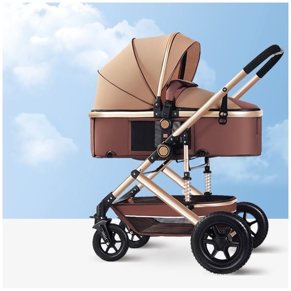 Baby Pram Strollers For Infant And Toddler, High Landscape Shock-absorbing Carriage Baby Stroller For Newborn, Two-way Pram Trolley Baby Pushchair Ideal For 0-36 Months