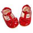 thumbnail image 1 of Baby Princess Cute Solid Color Pu Leather Bowknot Casual Children's Shoes Red, 6-12 Months, 1 of 6