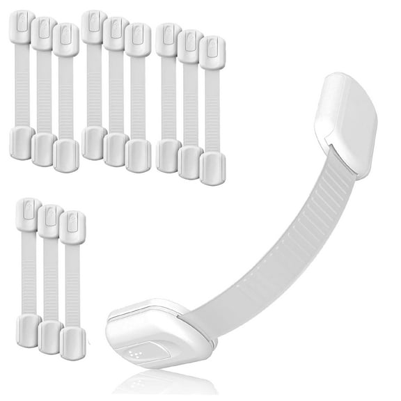 Baby Proof Me Safety Strap Locks – 12-Pack, 3M Adhesive Child Safety Latches for Cabinets, Dishwashers, Fridges, Ovens, Trash Cans, and Toilets – Stain-Free Design