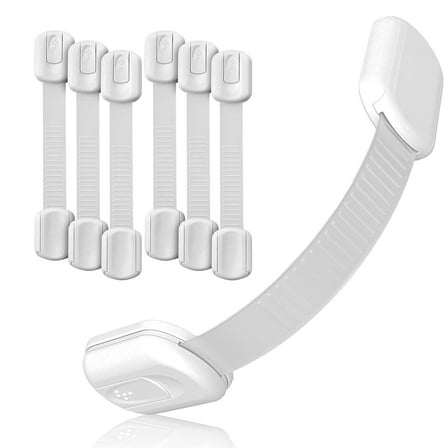 Baby Proof Me Adjustable Baby Proof Cabinet Locks and Child Safety Locks, White, 6-Pack