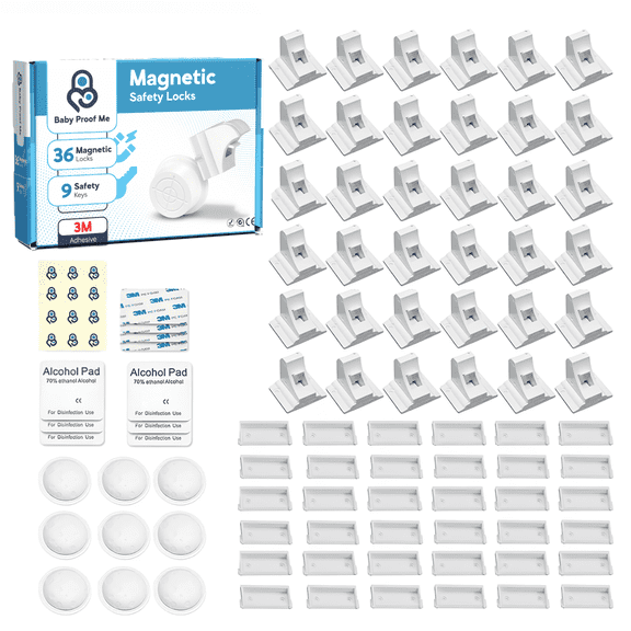 Baby Proof Me Magnetic Cabinet Locks – 36 Locks   9 Keys, Easy Installation, Toddler Baby Safe Kitchen Locks for Childproofing Cabinets and Drawers