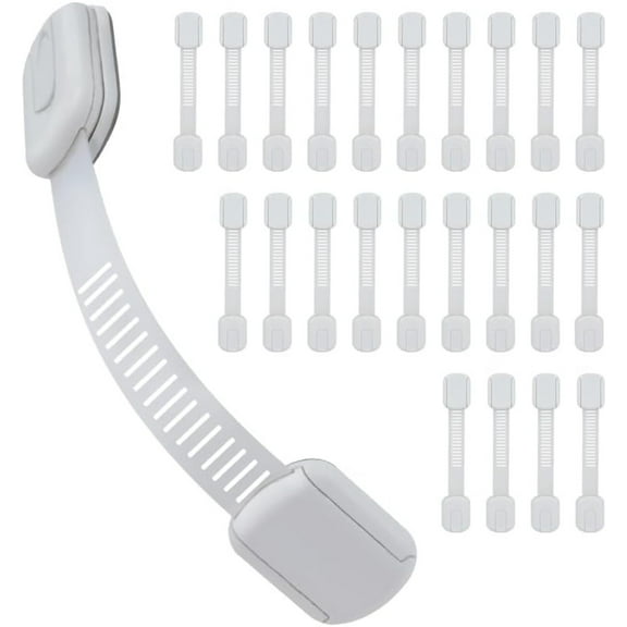 Baby Proof Me Safety Strap Locks – 24-Pack, 3M Adhesive Child Safety Latches for Cabinets, Dishwashers, Fridges, Ovens, Trash Cans, and Toilets – Stain-Free Design