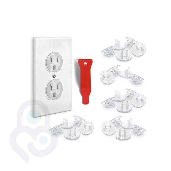Baby Proof Me Safety Outlet Plug Covers and Removal Tool, Clear Baby Proofing Outlet Covers, 24 Pack