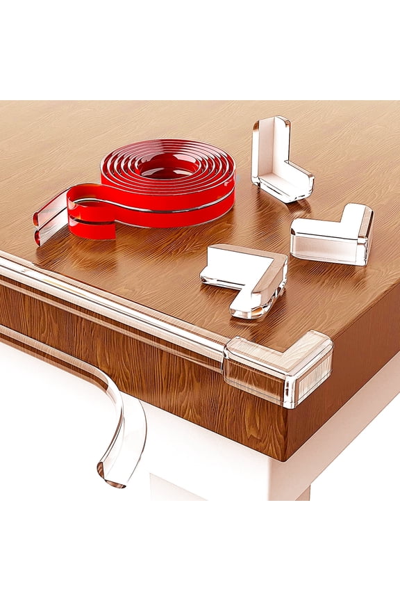 Safety Corners and Edge Protectors for Cabinets, Tables, DrawersBaby Proofing, 9.8ft Clear Edge Protector Strip.