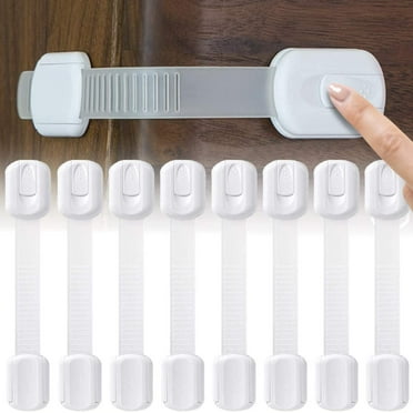 Baby Proofing Child Safety Proof Strap Locks for Door, Cabinet, Toilet,Refrigerator, Adjustable, Pack of 8, White
