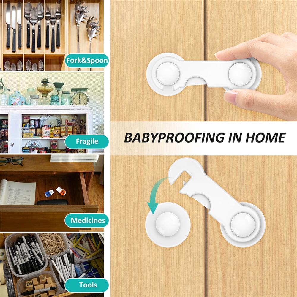 TAiBOC Baby Proofing Cabinet Locks - 12 Locks + 2 Keys Safety