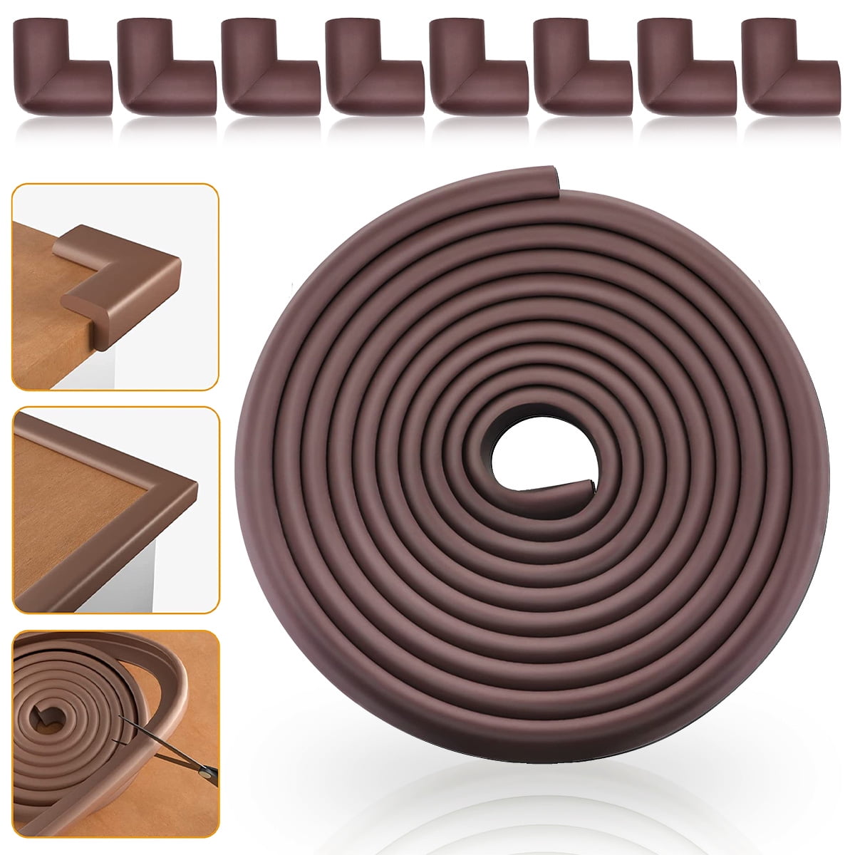 XPLKQXE Edge Protector Guard, Home Office Self-Adhesive Furniture Edge  Strips, Proof Bumper Foam Padding, Desk Edge Cushion (Color : Brown, Size :  2m)