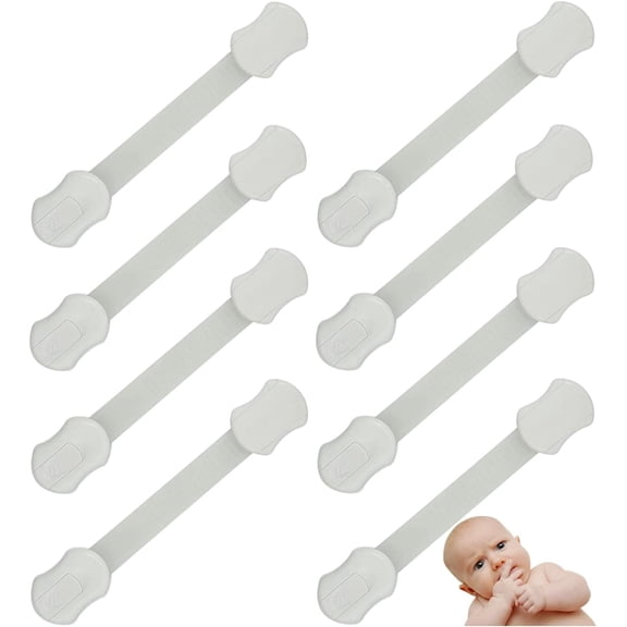 Baby Proofing Strap Locks - 16PK Child Safety Locks for Cabinets, Drawers, Fridge, Stove, Dishwasher, Toilet and MORE! Includes Spare 3M Tape