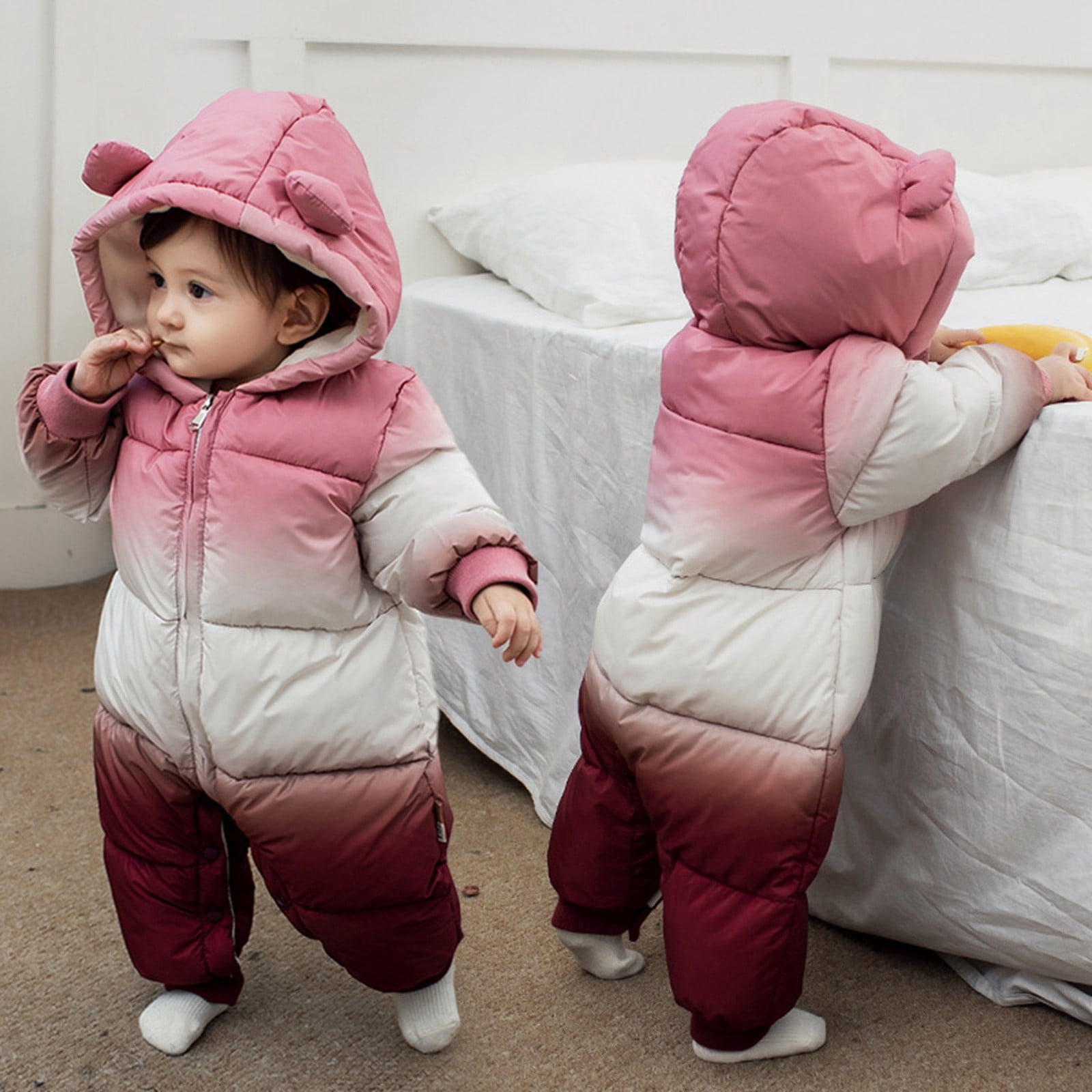 Baby Puffer Coat Baby Winter Coat Infant Hooded Romper Snowsuit Baby