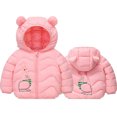 thumbnail image 1 of Baby Puffer Jacket Boys Girls Cute Bear Ears Down Hooded Coat Zipper Warm Padded Jackets Long Sleeve Soft And Comfort Windproof Snowsuit Fall And Winter Outdoor Clothes, 1 of 3