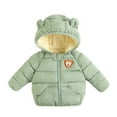thumbnail image 1 of Baby Puffer Jacket Green Full-Zip Long Sleeve Hooded Jackets Windproof Winter Coat 6-12 Months, 1 of 3