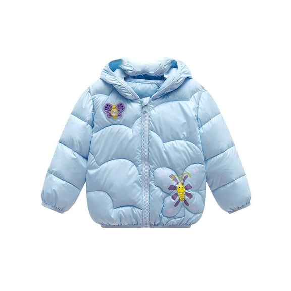Baby Puffer Jacket Zipper Hoodie Coats With Pockets Cute Printed Pattern Down Outwear Long Sleeve Thicked Warm Clothes Fall And Winter Outdoor Outerwear