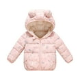 thumbnail image 1 of Baby Puffer Jackets Kids Cartoon Print Zip up Long Sleeve Bear Hooded Down Jacket Windproof Infant Winter Clothes 6-12 Months, 1 of 8