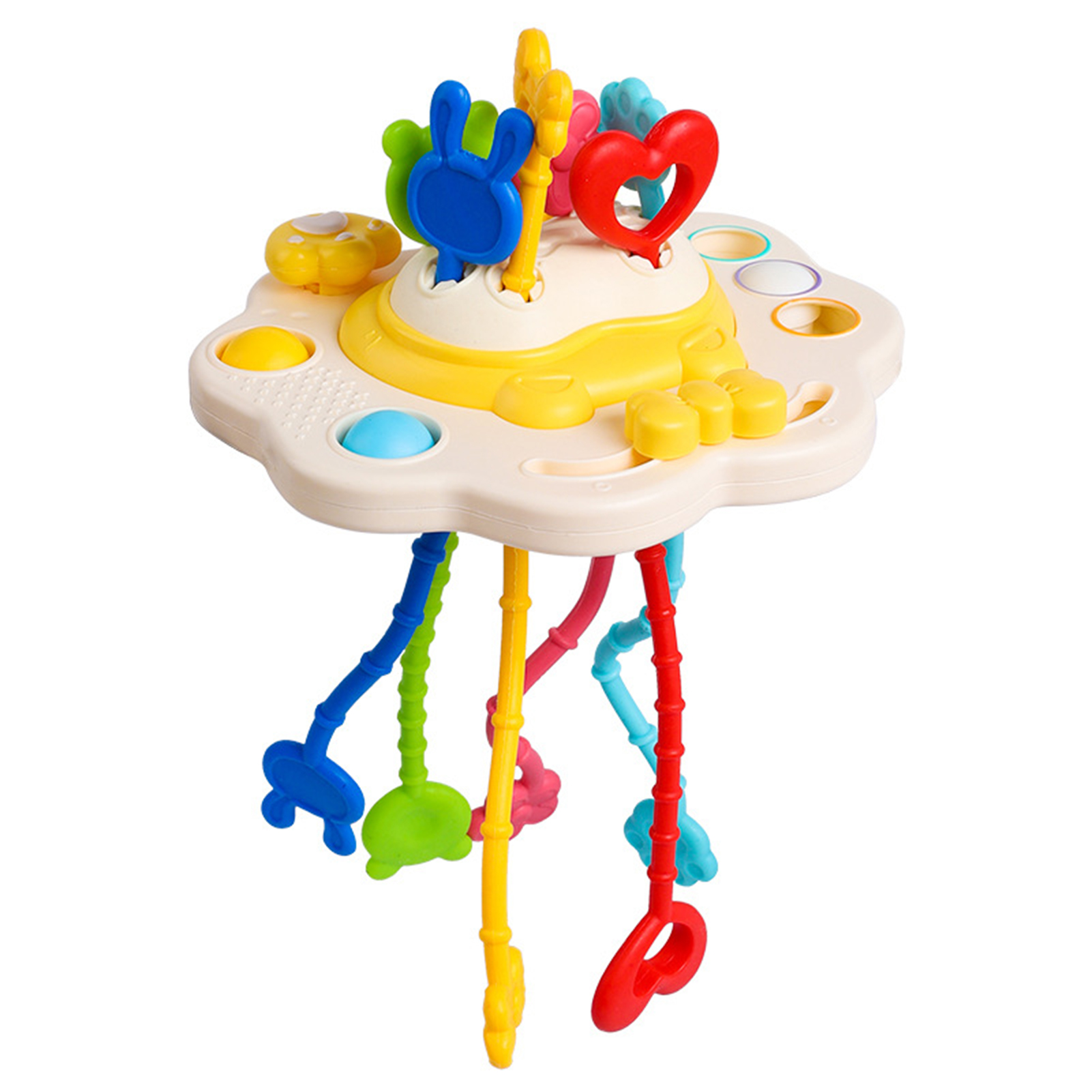 Baby Pulling Toy Colorful Multiple Textures Pull String Teething Toy