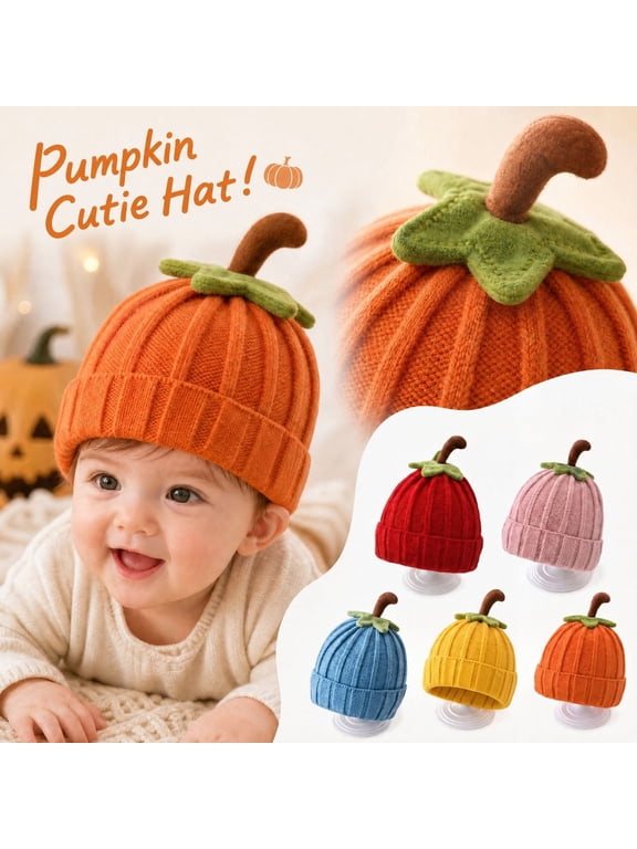 Baby Pumpkin Beanie Knitted Cute Soft Warm Halloween Winter Hat Toddler Costume Accessory Photo Props