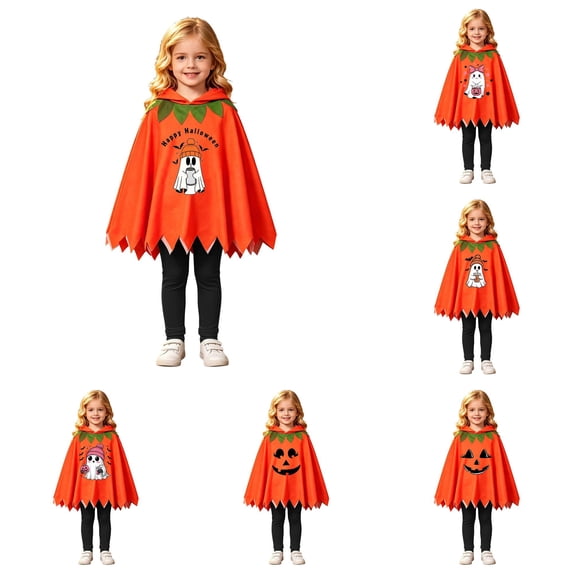 Baby Pumpkin Costume 2 Piece Soft Halloween Hooded Cloak Black Pants Cosplay Clothes