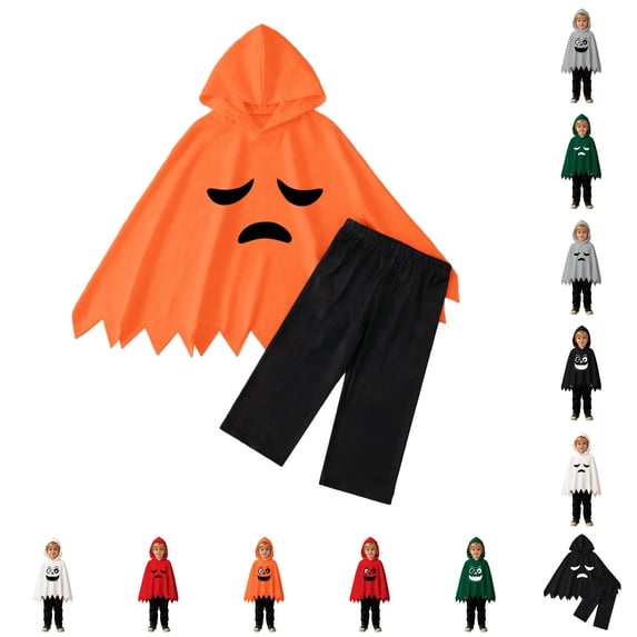 Baby Pumpkin Costume Two Piece Cute Cape Hooded Black Pants Toddler Halloween Costumes
