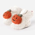 thumbnail image 1 of Baby Pumpkin Slippers, Warm Fuzzy Newborn Booties for Boys Girls, Soft Sole Infant Walking Shoes, Halloween Winter Cozy Crib Shoes, 1 of 5