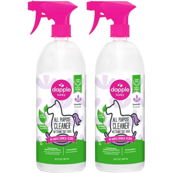 Baby All Purpose Cleaning Spray, Hypoallergenic for Toys, High Chairs, Swings, Counters, Powered by Plants, 1 Pump Included, Lavender, 30 Fl Oz (Pack of 2)