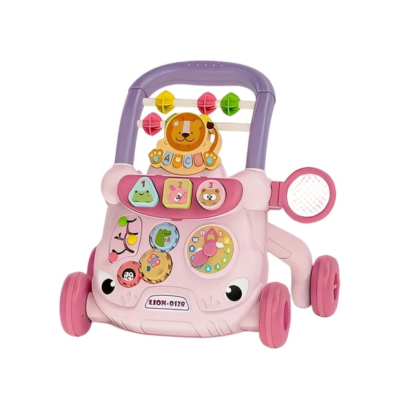Baby Push Walker with Ball Clapping Toys, Baby Boy and Baby Girl Walker 18+ Months with Educational Play Learning Panel, Sit to Stand Walker, Children's Activity Center and Toys (Pink)