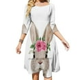 thumbnail image 1 of Baby Rabbit Wearing Flower Crown Loose Pocket Dress Print Short Sleeve Dresses V-Neck Dress Rabbit Rabbits Rabbit Baby, 1 of 3