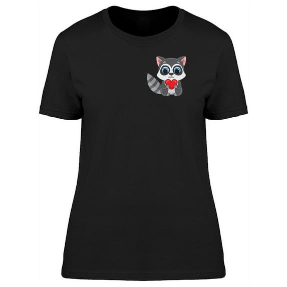 Baby Raccoon Holding Tiny Heart T-Shirt Women -Image by Shutterstock, Female Small