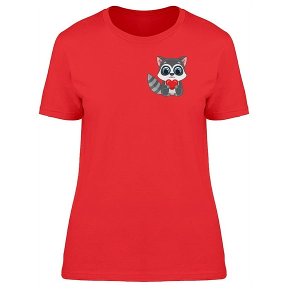 Baby Raccoon Holding Tiny Heart T-Shirt Women -Image by Shutterstock, Female x-Large