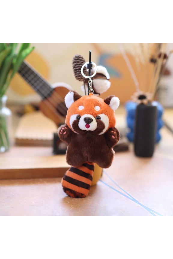 Baby Raccoon Plush Pendant, Cute Red Panda Keychain Doll, Soft Plush Toy for Bags, Car, Home Decoration & Gifts