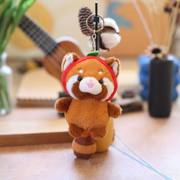 Baby Raccoon Plush Pendant, Cute Red Panda Keychain Doll, Soft Plush Toy for Bags, Car, Home Decoration & Gifts