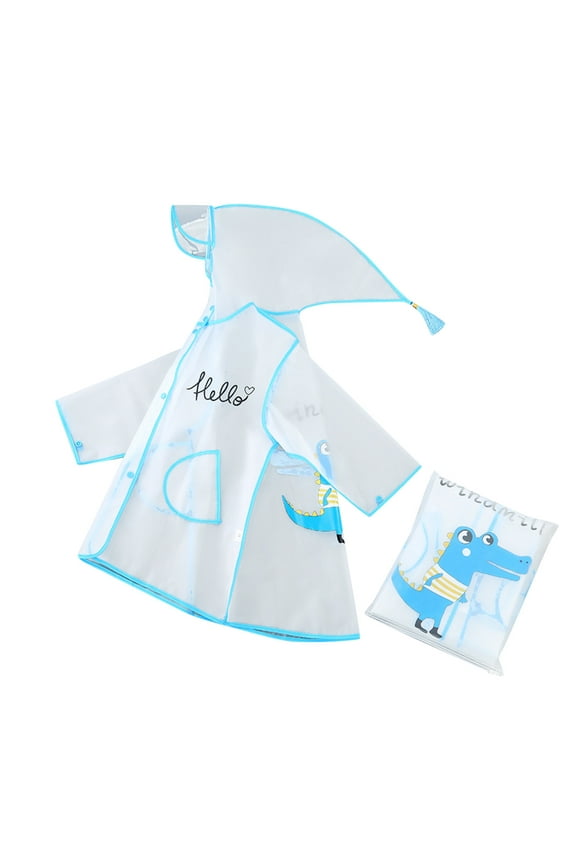 Baby Rain Jacket Children's Cartoon Rabbit Pattern Eva Transparent Raincoat Boy Girl Hooded Poncho Rain Jacket Boys Blue 12 Months-18 Months