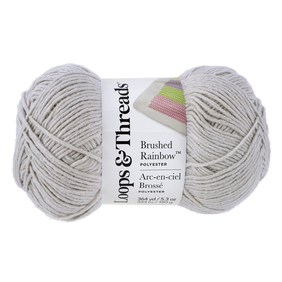 Baby Rainbow Yarn by Loops & Threads - Yarn for Knitting - Crochet - Weaving - and Arts & Crafts - Glacier Grey - Polyester - 5.3 oz