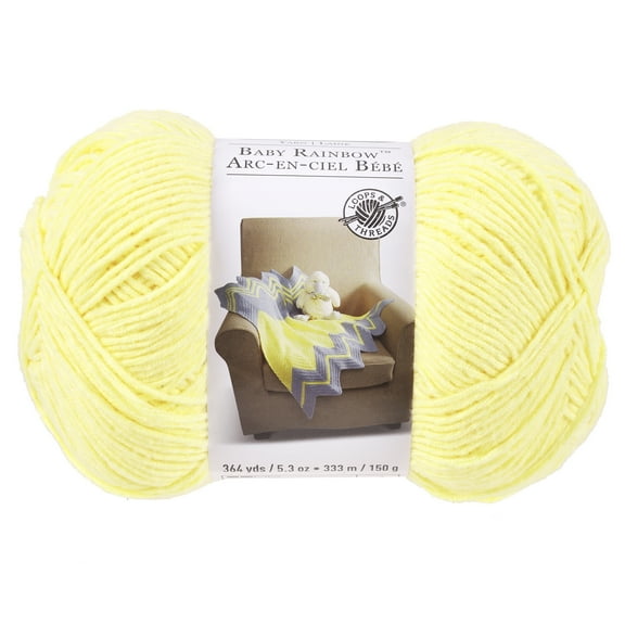 Baby Rainbow Yarn by Loops & Threads - Yarn for Knitting - Crochet - Weaving - and Arts & Crafts - Lemon - Polyester - 5.3 oz