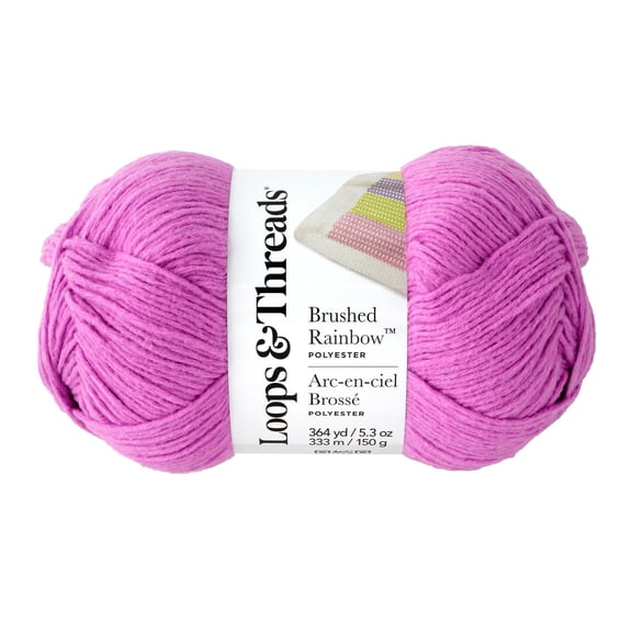 Baby Rainbow Yarn by Loops & Threads - Yarn for Knitting - Crochet - Weaving - and Arts & Crafts - Violet - Polyester - 5.3 oz